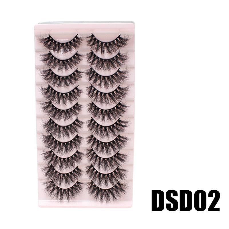 DINGSEN false eyelashes factory cross-border stable supply explosive style 10 pairs set thick natural curling nude makeup style