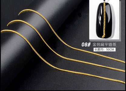 Cross-border Japanese nail chain ultra-fine zipper nail jewelry nail decoration chain nail metal chain