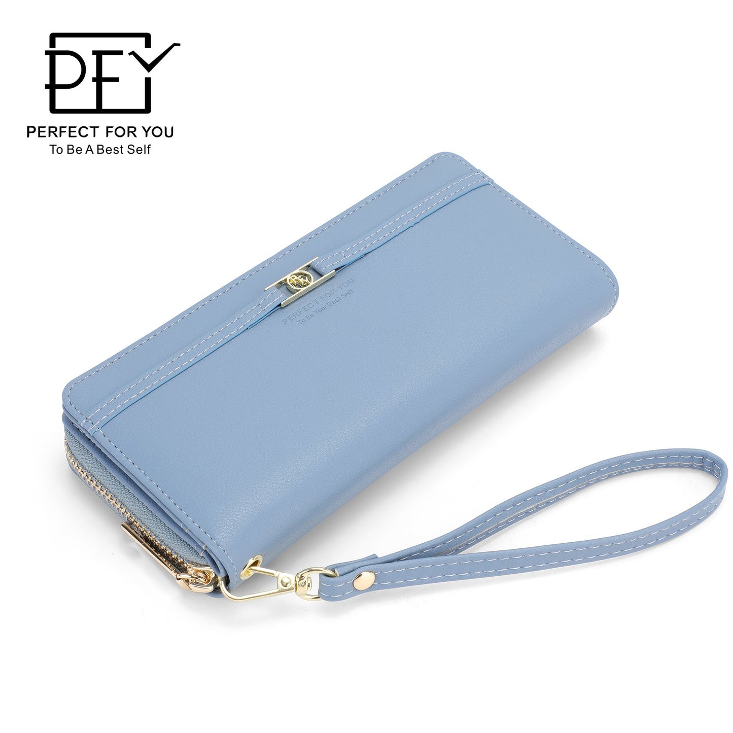 Perfect For You women's wallet solid color long large capacity multi-card slot zipper bag clutch purse 