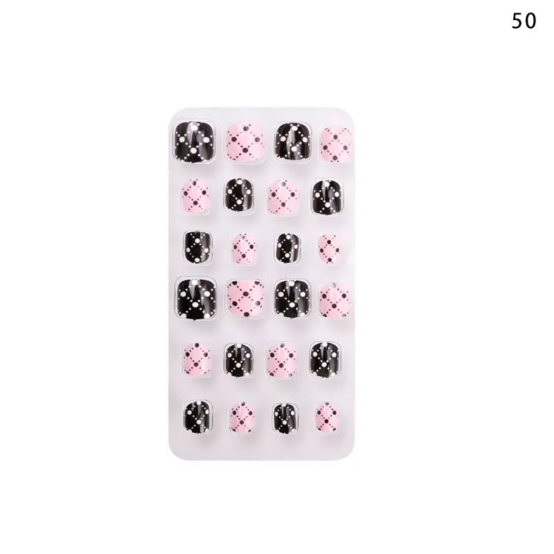 Zhifei nail art children's finished nail pieces 24 pieces bag cartoon lines wearable finished nail art children's patches