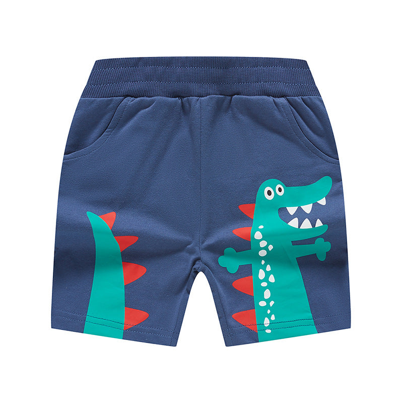 Children's clothing boys shorts baby cotton dinosaur casual shorts children's summer knitted casual pants one piece delivery