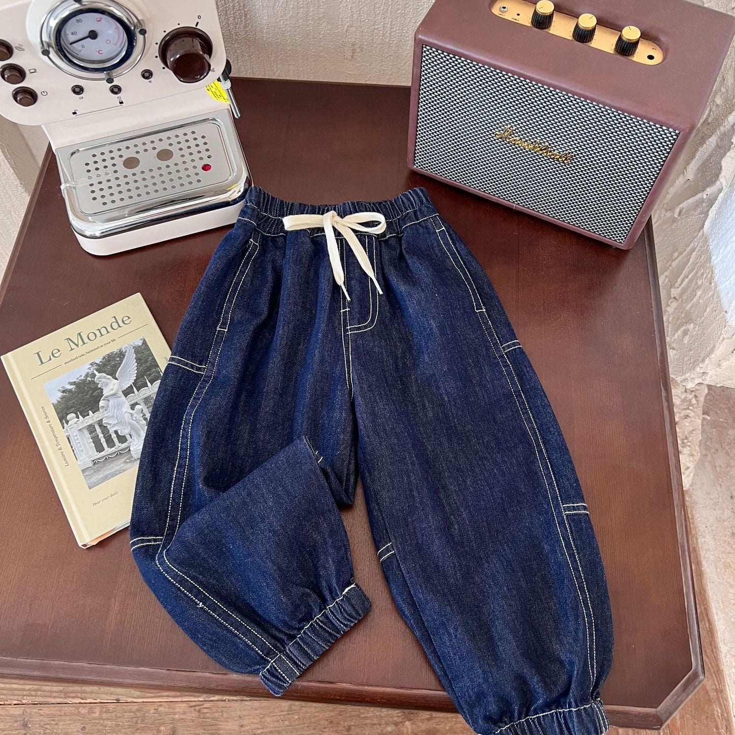 Children's clothing and pants 2024 summer new children's jeans thin boys trendy all-match solid color pants anti-mosquito pants