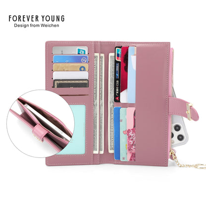 Forever Young Women's Long Wallet RFID European and American Style Large Capacity Clutch PU Cross-border Clutch 