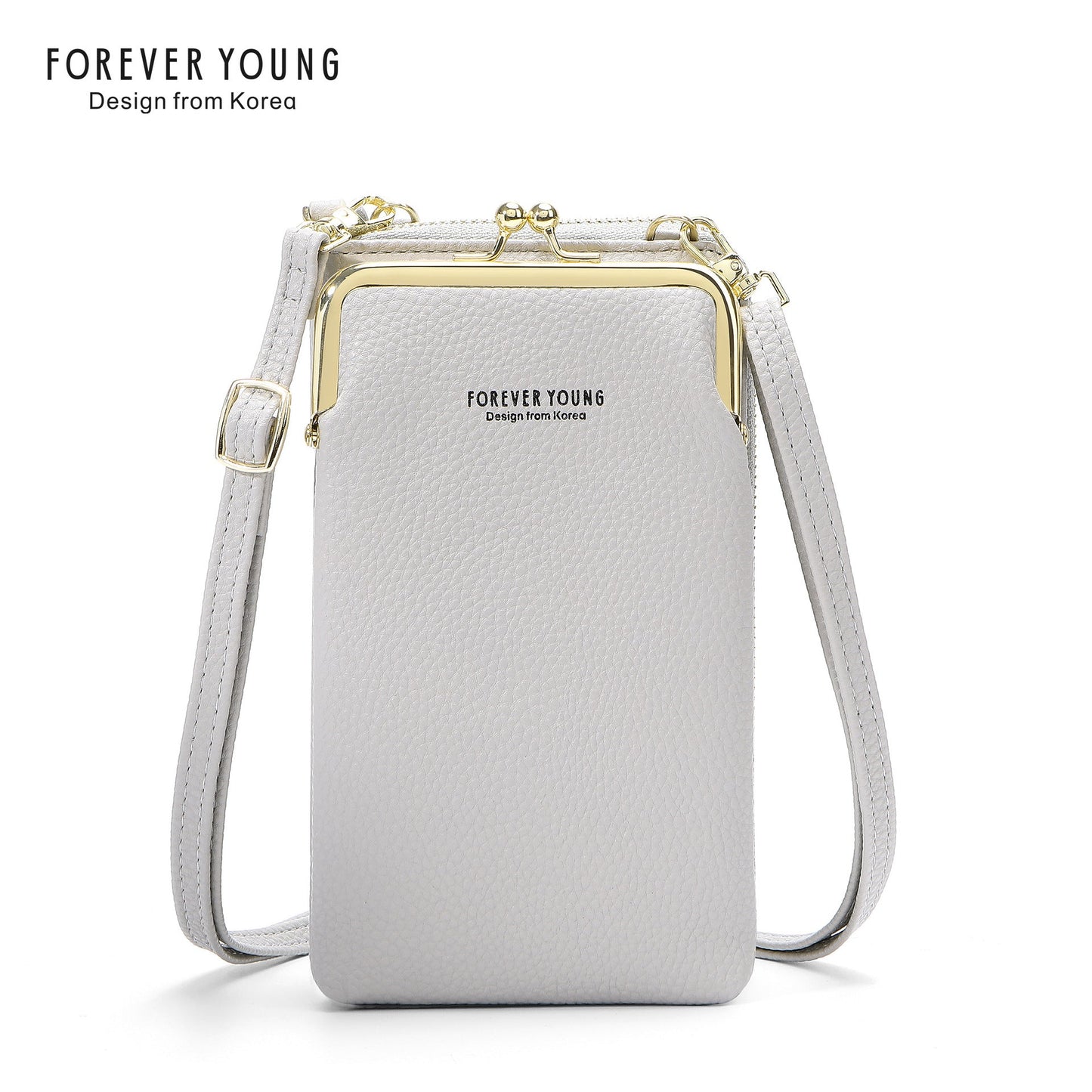 foreveryoung mobile phone bag messenger bag for women simple and fashionable litchi pattern large capacity coin purse foreign trade 