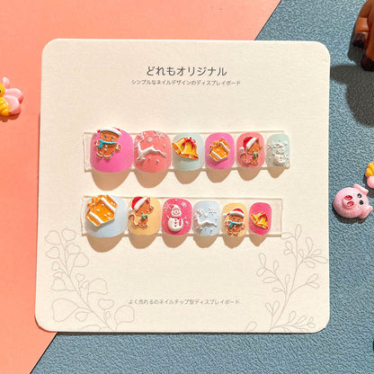 Children's nail stickers girls wear nails self-adhesive nail stickers cartoon cute princess false nail pieces embossed nail pieces