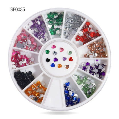 Cross-border nail art accessories nail flat bottom fantasy alloy diamond special-shaped white AB rhinestone accessories 12 grid turntable wholesale