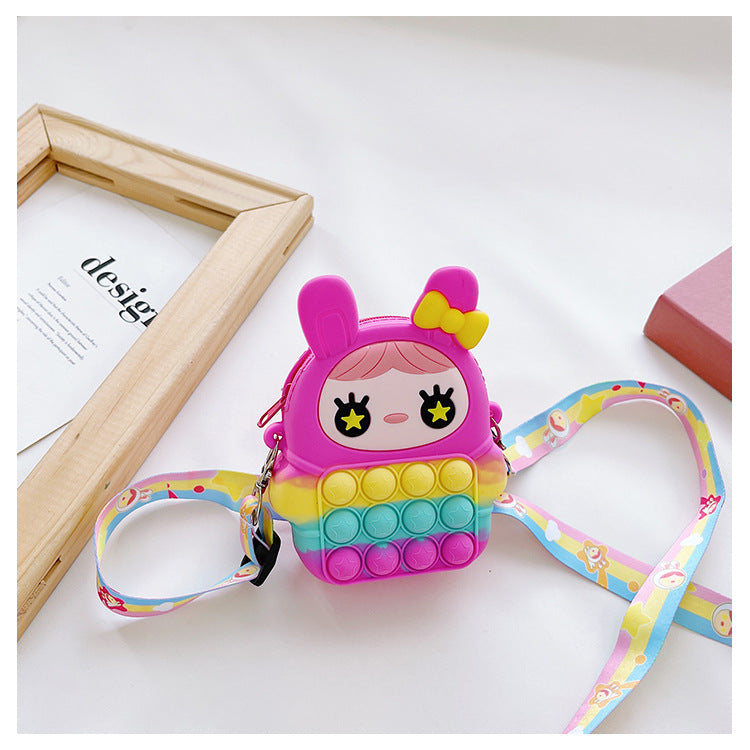 Cartoon Doll Squeeze Toy Children Bag Baby Cute Silicone Coin Purse Mini Children Messenger Bag Wholesale