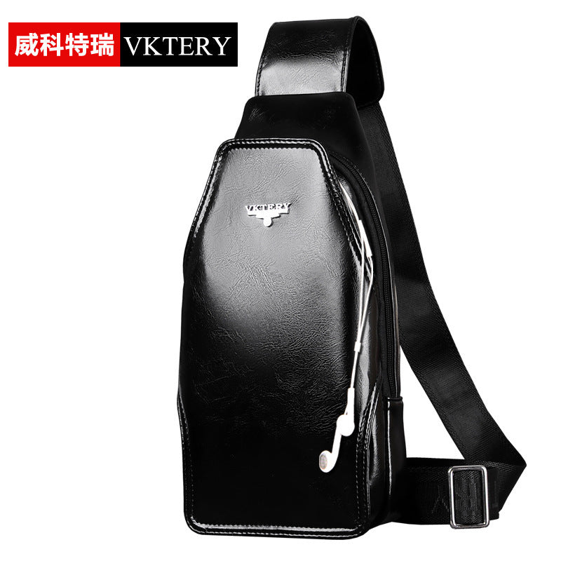 Vicoteri trendy men's chest bag Korean style fashion black men's chest bag British crossbody men's chest bag