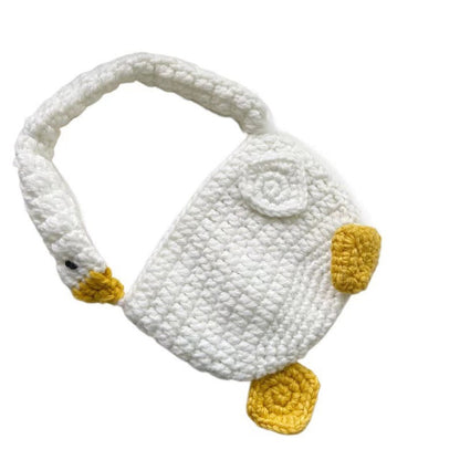 New woven children's bag fashion hand-woven bag big white goose girl handbag fashion autumn shoulder bag