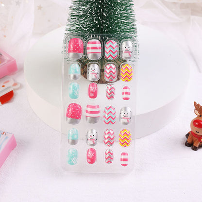 Children's nail stickers baby toddler boys and girls cartoon princess nail stickers jelly glue Christmas wear nails 