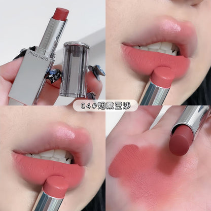 2023 mirror silk matte lipstick ផ្តល់សំណើម មិនធ្វើអោយខ្មៅ មិនងាយរលុប មិនស្អិត ក្រែមលាបមាត់ 