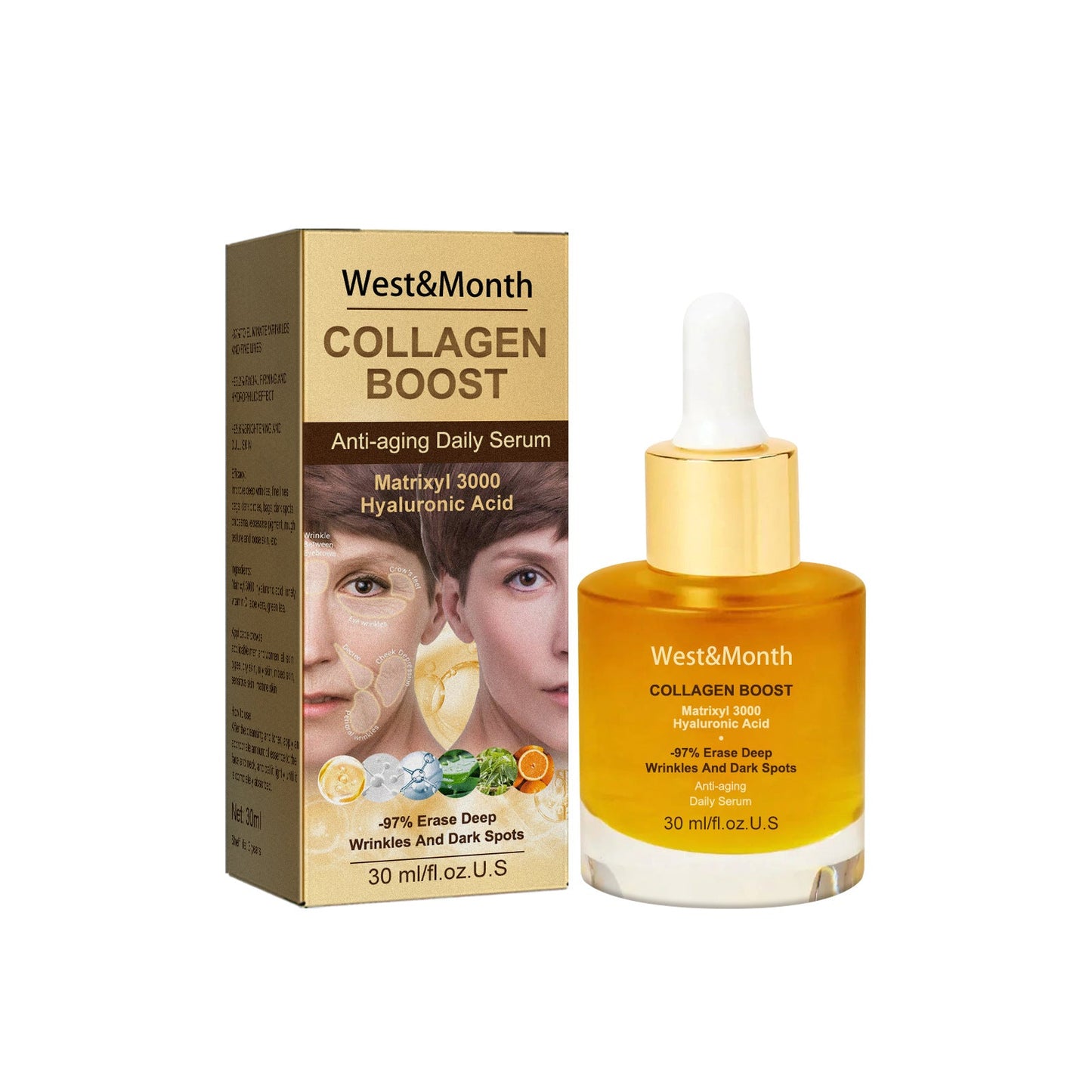 West&amp;Month Collagen Anti-Wrinkle Essence reduces spots, moisturizes and repairs the skin barrier 