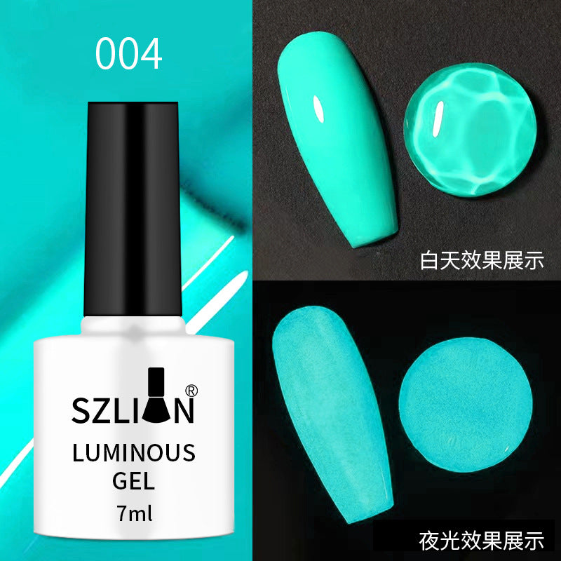 Cross-border hot-selling nail art luminous glue fluorescent nail polish glue phototherapy glue set popular candy color nail salon dedicated