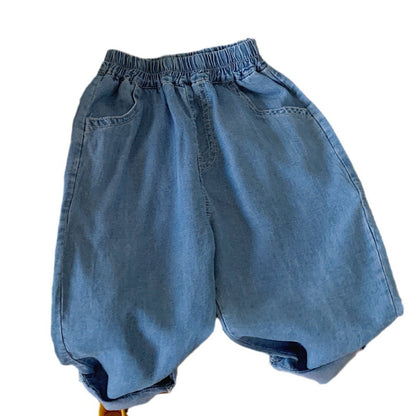 Children's jeans 2024 Bangcheng summer style boys and girls ice silk jeans baby anti-mosquito pants casual trousers F0126