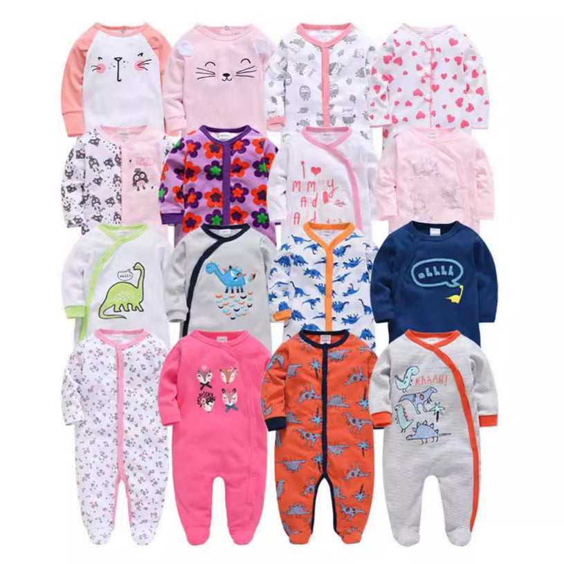 Autumn baby clothes, cartoon baby romper, long-sleeved casual baby jumpsuit, cross-border manufacturers