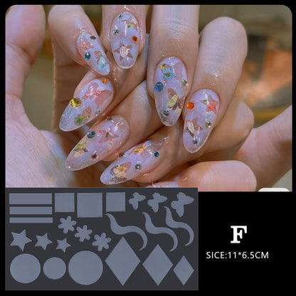 Cross-border popular nail art crystal nail film mold piece no frosting no paper support extension glue 12 pieces of nail mold French stickers wholesale