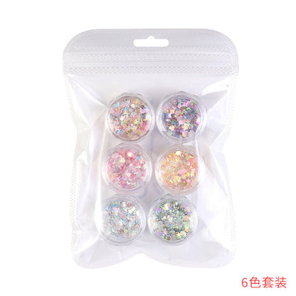 New nail art sequins cat eye fantasy color large sequins super flash all-match ultra-thin nail decoration mixed 6 colors set