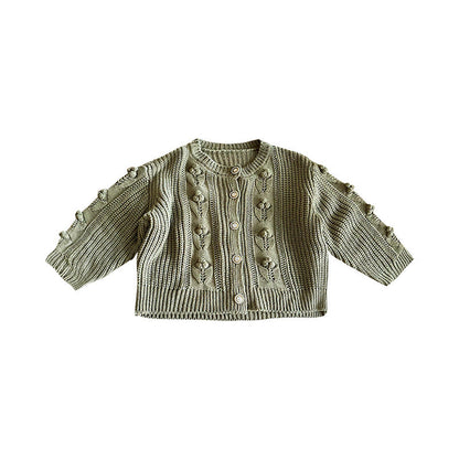 Korean children's clothing 2023 autumn new children's retro loose sweater boys and girls Korean knitted sweater cardigan trend