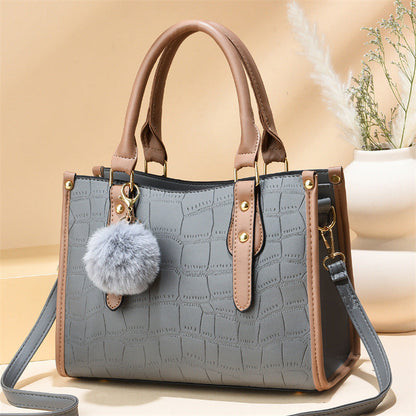 Women's bag 2024 autumn and winter new tote bag simple crocodile pattern litchi pattern large capacity handheld women's shoulder messenger bag 