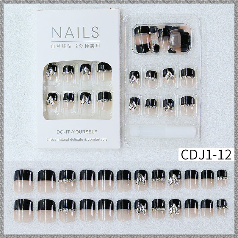 New hot sale wearable nail tips wholesale French simple ice transparent nail art finished product removable nail stickers thin