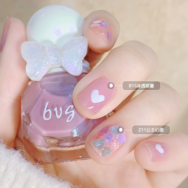 BVG new water-based nail polish small diamond nail polish ice transparent multi-color nail polish free baking tearable novice 10ml