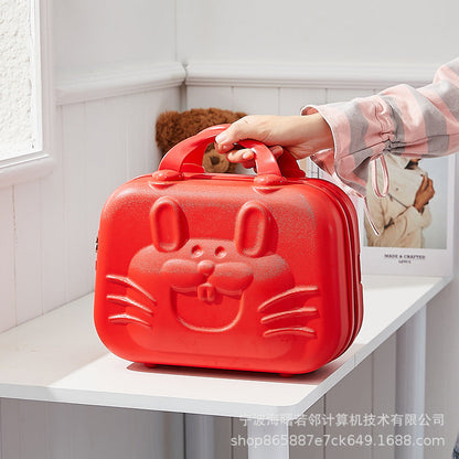 14 inch suitcase bearded rabbit password suitcase small suitcase women's cosmetics storage bag small and light 