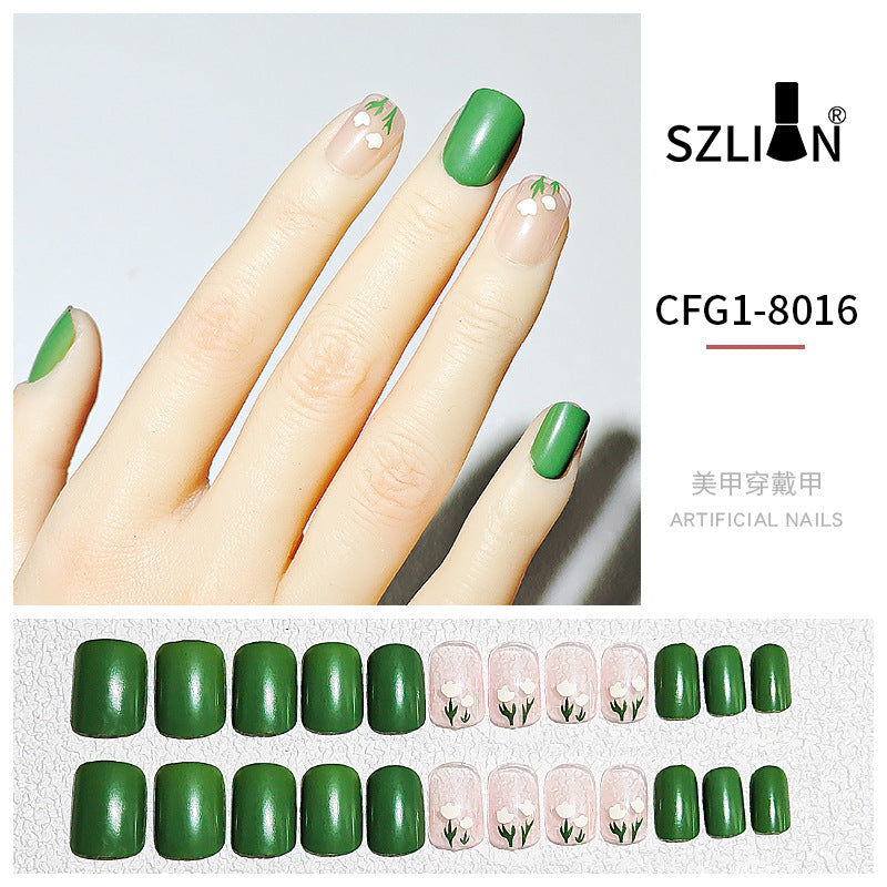 New hot sale wearable nail tips wholesale French simple ice transparent nail art finished product removable nail stickers thin