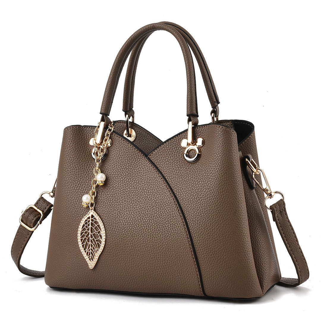 2024 new style ladies' bags, fashionable and versatile, trendy solid color stitching, soft leather handbag, messenger bag 