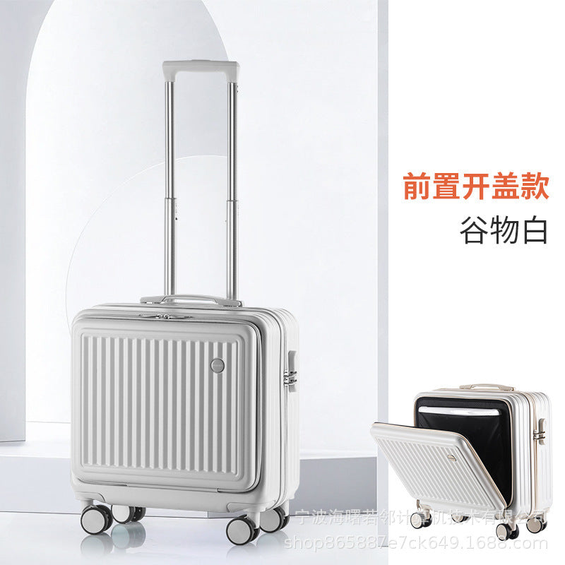 Small trolley case for boarding trolley case for women 18 inch lightweight multifunctional front opening suitcase for men 