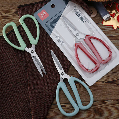 YJ023 stainless steel scissors red handle No. 3 handmade office household scissors soft handle civilian scissors art office scissors