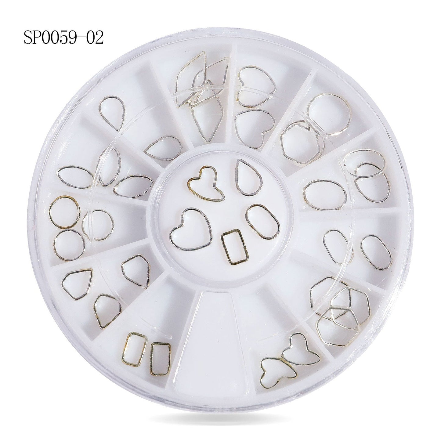 Cross-border nail art accessories nail flat bottom fantasy alloy diamond special-shaped white AB rhinestone accessories 12 grid turntable wholesale