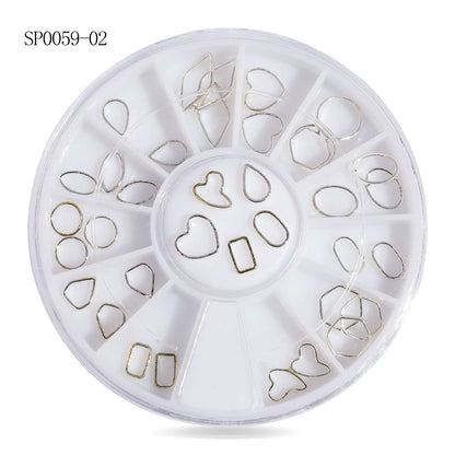 Cross-border nail art accessories nail flat bottom fantasy alloy diamond special-shaped white AB rhinestone accessories 12 grid turntable wholesale