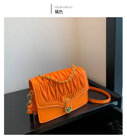 Korean fashion small bag for women 2024 autumn and winter new diamond chain bag personality simple small square bag messenger bag 