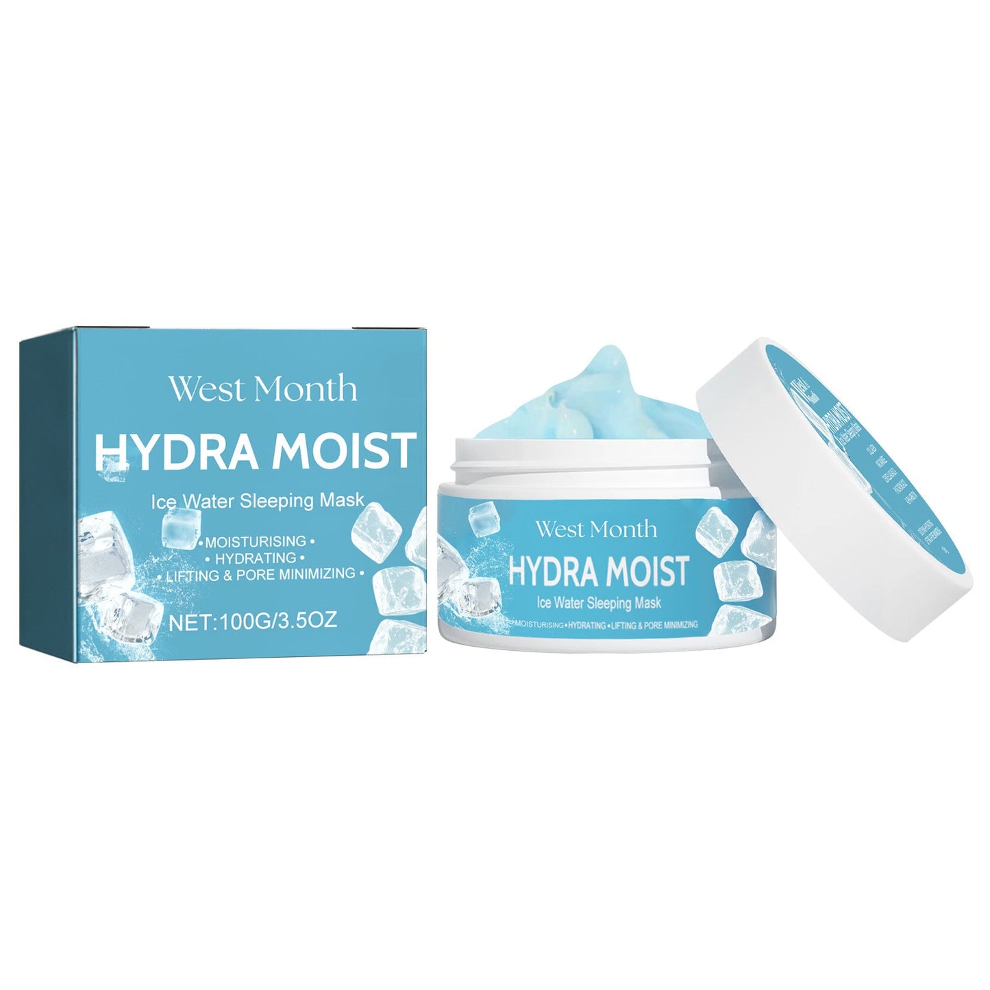 West &amp; Month Hydrating Sleeping Mask ផ្តល់សំណើមដល់ស្បែក សម្អាតរន្ធញើស និងកាត់បន្ថយស្នាមជ្រួញ និងស្នាមមុន 