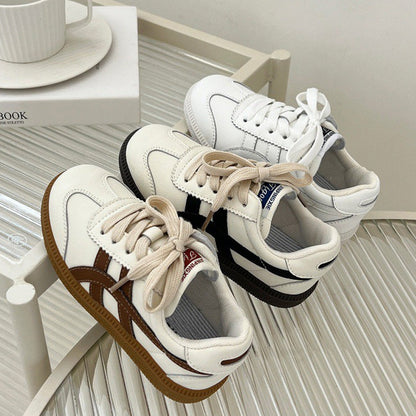 Children's shoes 2023 autumn boys and girls contrast color soft sole comfortable German training shoes baby Velcro low-top sneakers trend