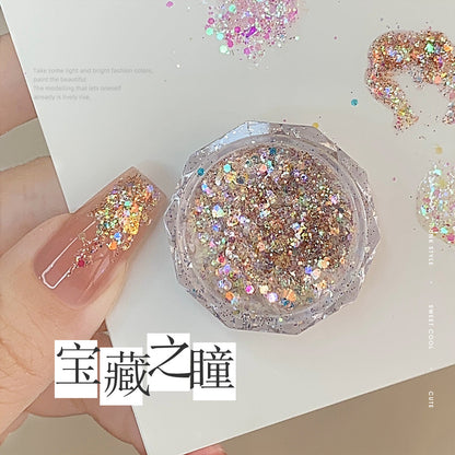 Nail art European foil laser glitter sequins material package flashing large sequins fantasy color mixed color thin nail decorations