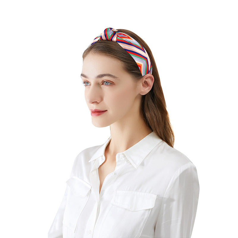 2021 Independent Station New Style Headband Women's European and American Ethnic Style Knotted Head Buckle Wash Face Pressed Hair Striped Color Matching Headband