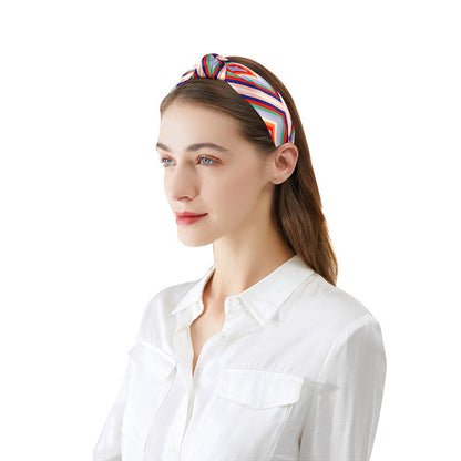 2021 Independent Station New Style Headband Women's European and American Ethnic Style Knotted Head Buckle Wash Face Pressed Hair Striped Color Matching Headband