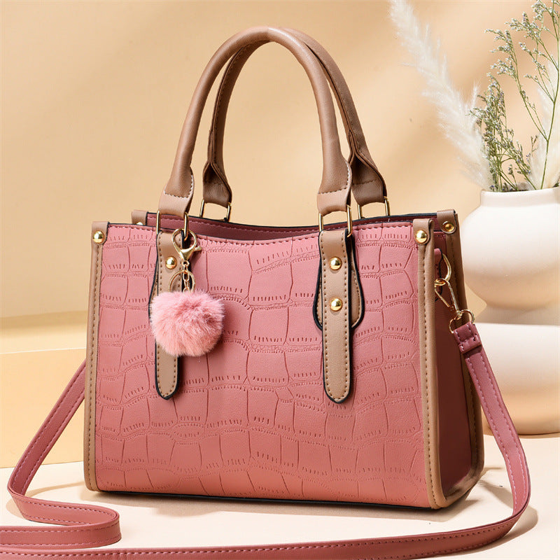 Women's bag 2024 autumn and winter new tote bag simple crocodile pattern litchi pattern large capacity handheld women's shoulder messenger bag 