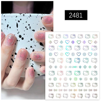 Nail stickers cute cartoon KT cat head star love Hello Kitty Kitty adhesive stickers nail decals wholesale