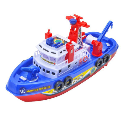 Electric fire boat toy children's model new unique music luminous water spray Amazon hot sale cross-border wholesale