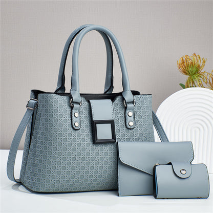 Bags for women 2024 autumn and winter new trend women's bags woven pattern mother-and-child bag three-piece set crossbody shoulder handbag 