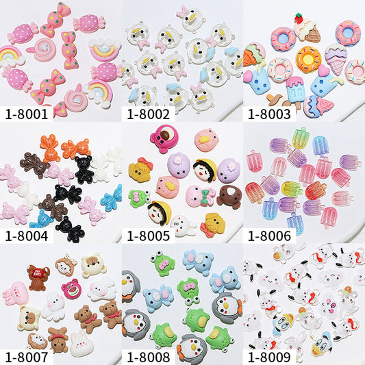 2024 new cross-border soft clay cartoon nail accessories resin mixed patch Japanese style hot sale