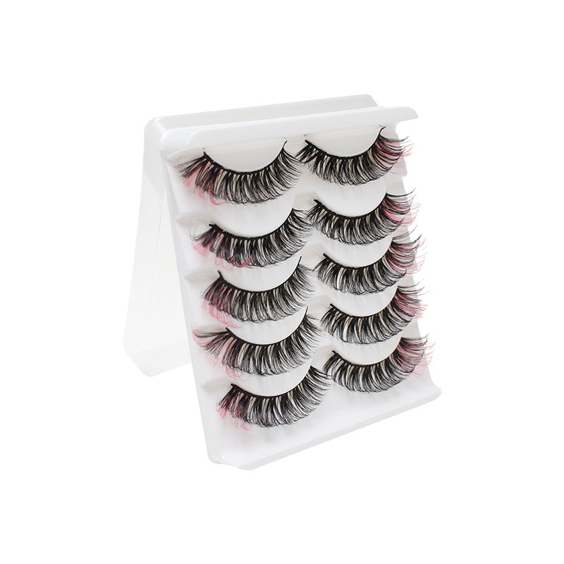 DINGSEN colorful five pairs of eyelashes DD volume false eyelashes set natural thick mixed eyelashes cross-border stable