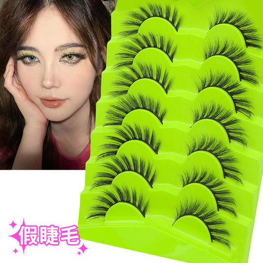 DINGSEN false eyelashes factory cross-border supply large capacity 7 pairs of green fox eyelashes oblique flying thick eyelashes