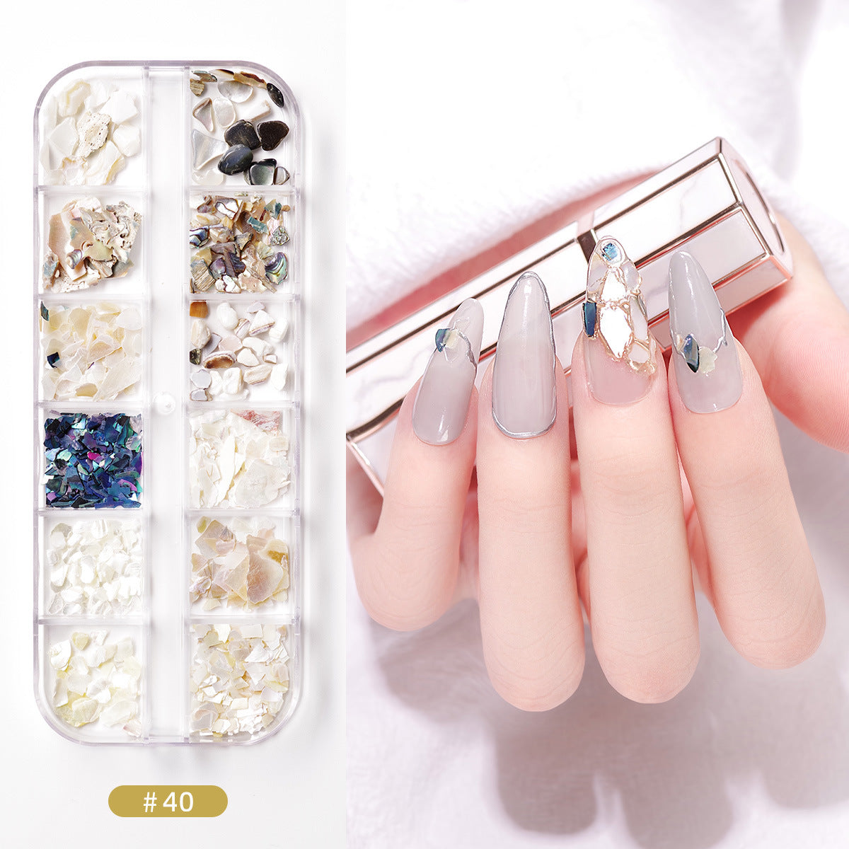 Nail accessories rhinestones flat bottom diamonds hollow rivet nail stickers diamond sequins colored diamonds flat bottom pearl shell pieces Japanese style