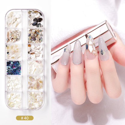 Nail accessories rhinestones flat bottom diamonds hollow rivet nail stickers diamond sequins colored diamonds flat bottom pearl shell pieces Japanese style