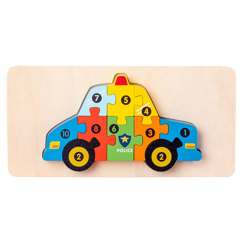 Wooden early education cognitive children's educational toys building blocks animal transportation shape matching 3d three-dimensional puzzle wholesale