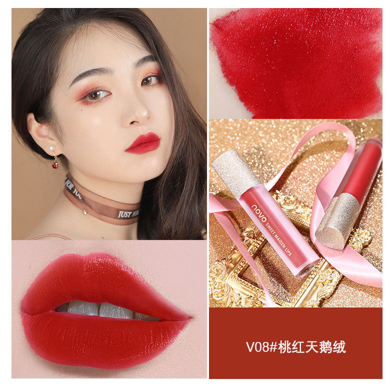 NOVO5351 soft matte texture love mist velvet air lip glaze lasting makeup color non-stick cup lip mud wholesale 