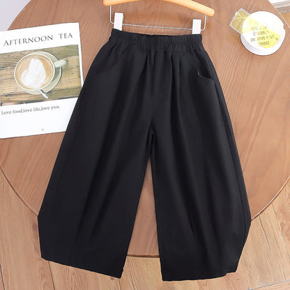 Children's summer cotton pants boys and girls anti-mosquito bloomers thin wide-leg pants pure cotton leggings fat loose